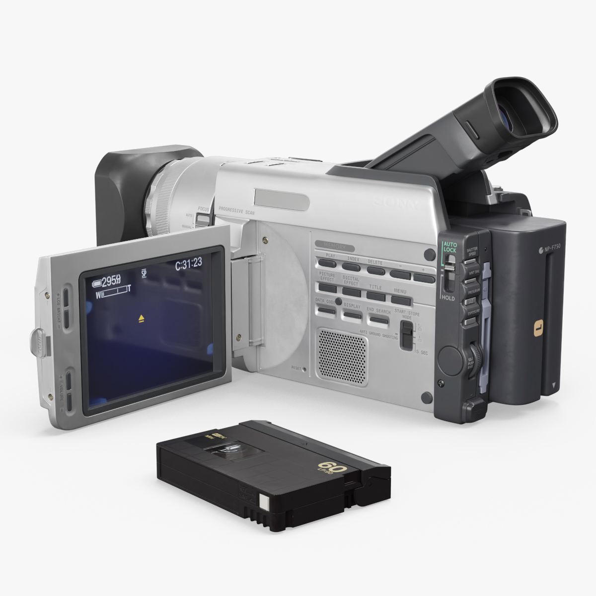 Vintage Portable MiniDV Camcorder with Tape 3D model preview