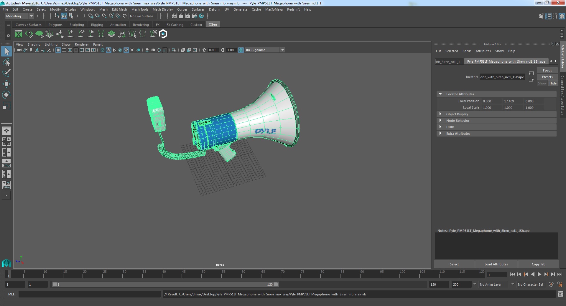 3D Pyle PMP51LT Megaphone with Siren model