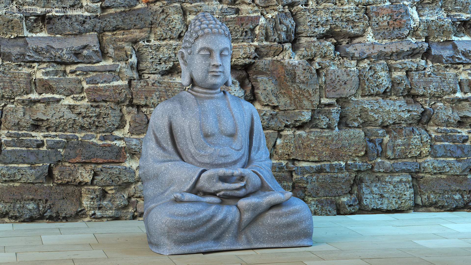 3D model Meditating Buddha Stone Statue