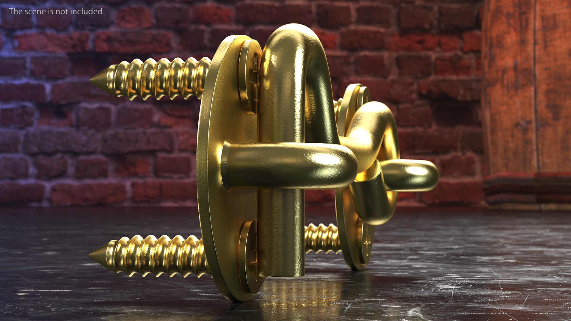 3D model Hook and Eye Latch for Sliding Door Gold