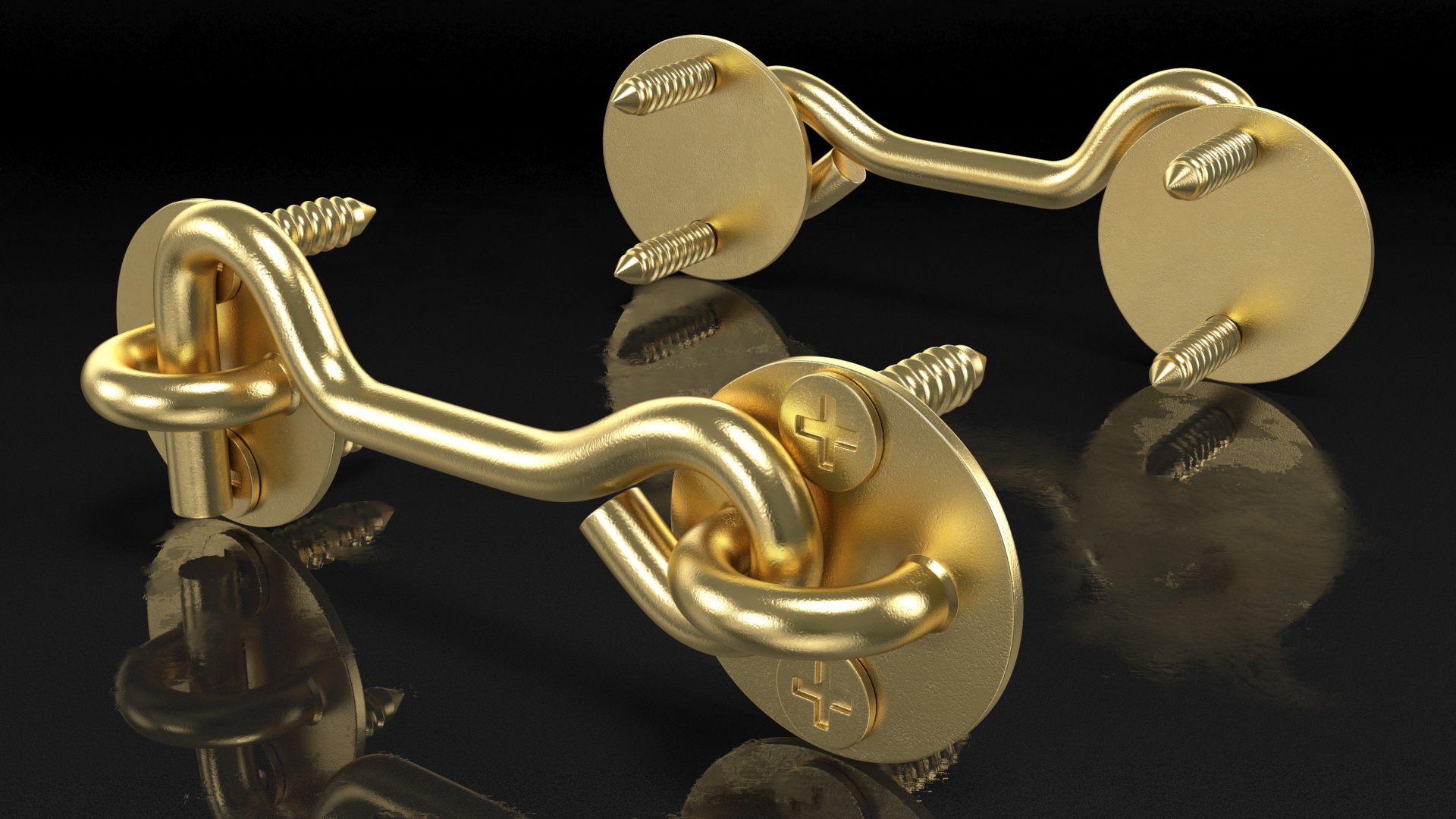 3D model Hook and Eye Latch for Sliding Door Gold