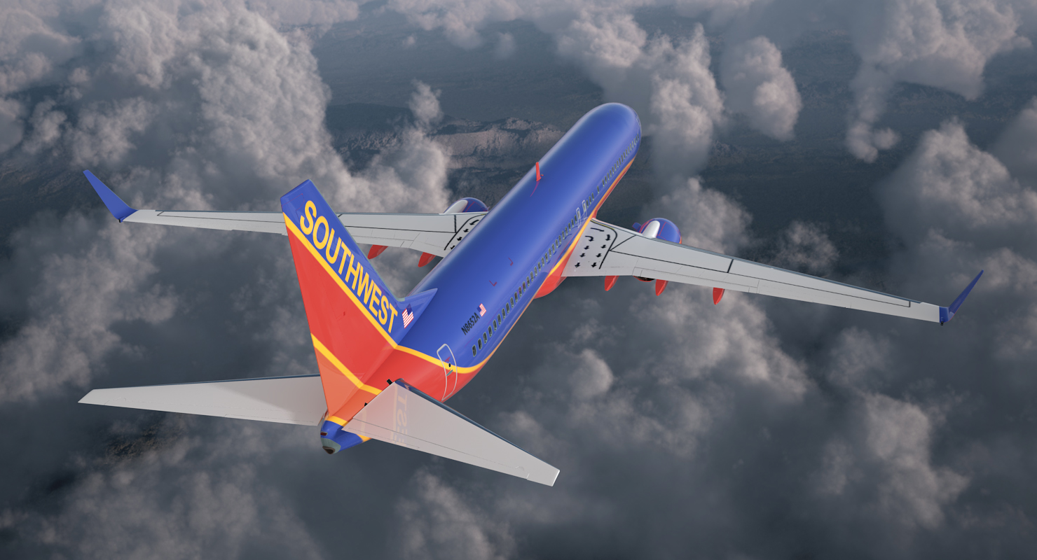 Boeing 737 900 with Interior Southwest Airlines Rigged 3D model