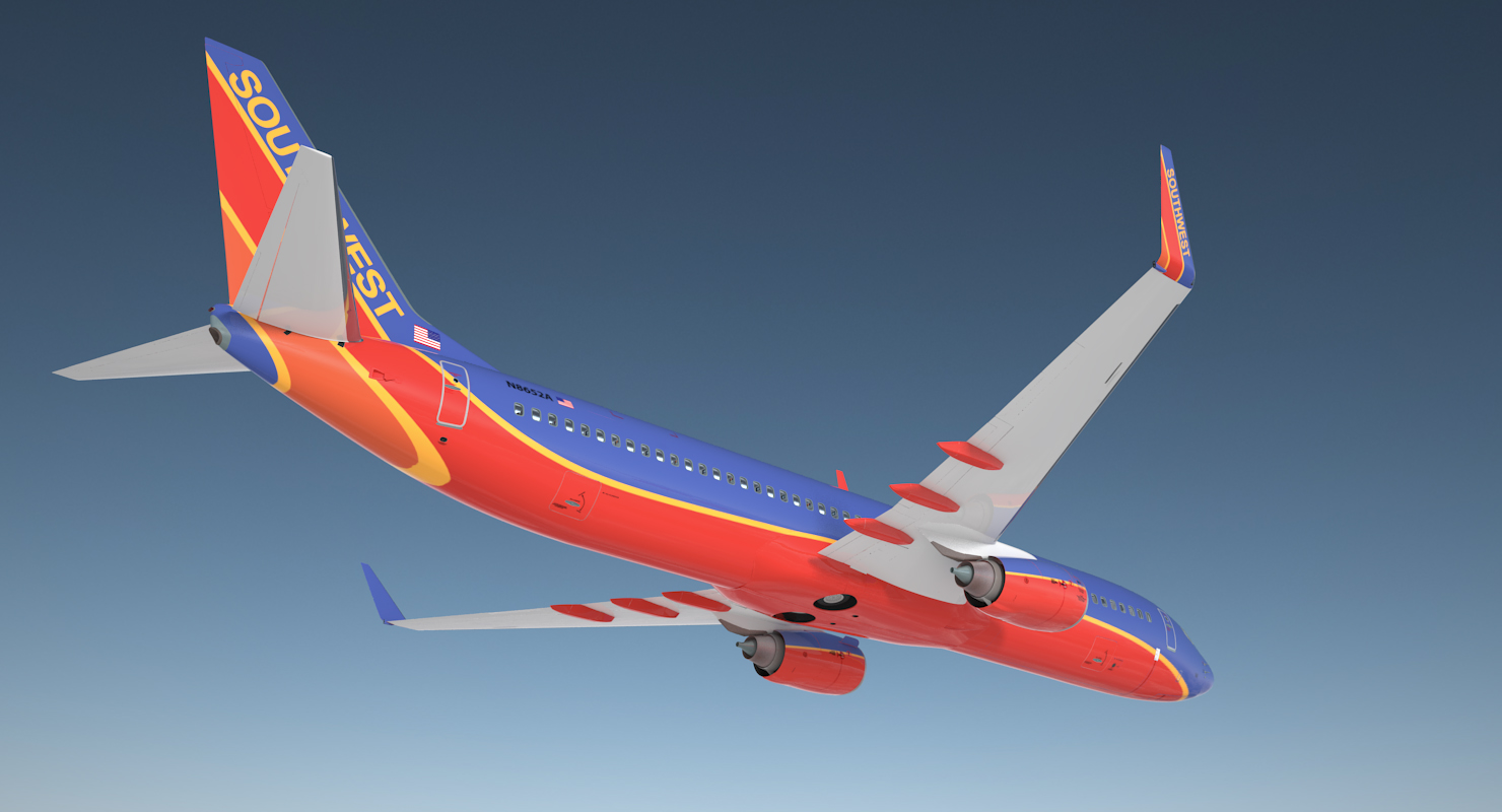 Boeing 737 900 with Interior Southwest Airlines Rigged 3D model