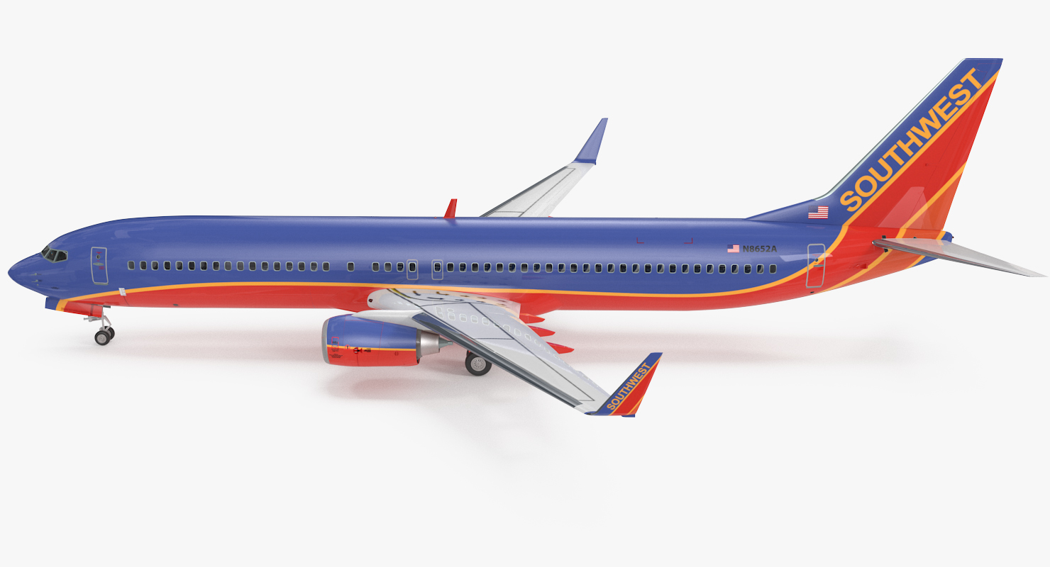 Boeing 737 900 with Interior Southwest Airlines Rigged 3D model