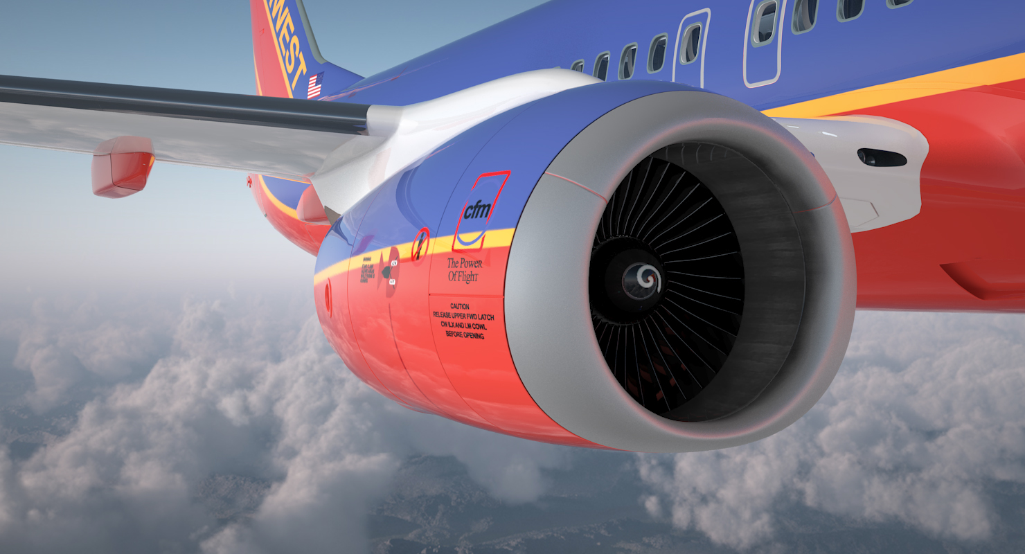 Boeing 737 900 with Interior Southwest Airlines Rigged 3D model