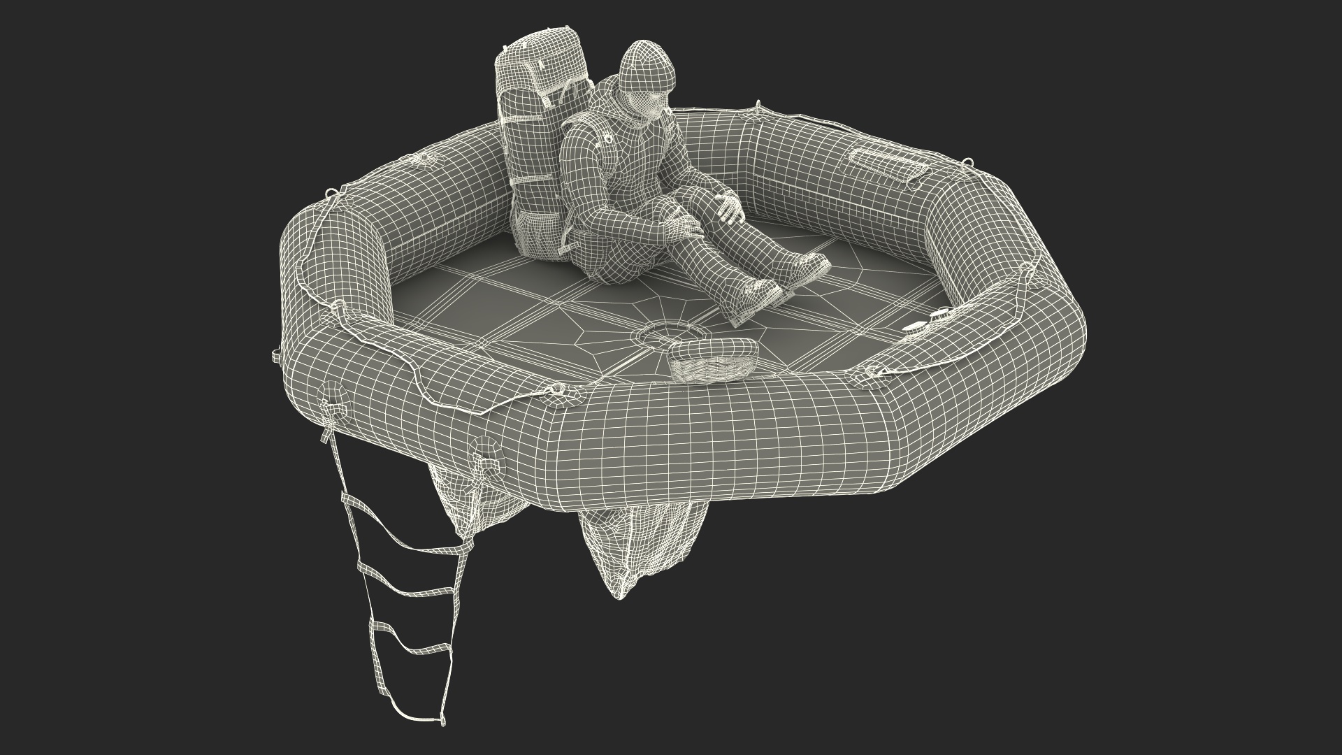 3D Advanced Life Raft with Tourist Inside model