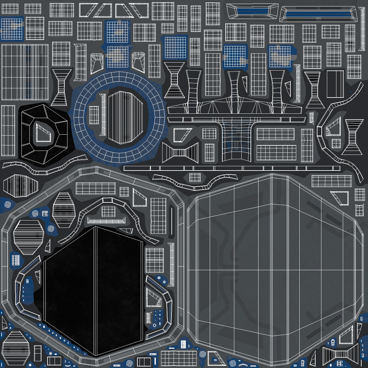 Grey Sci-fi Command Center Table 3D
