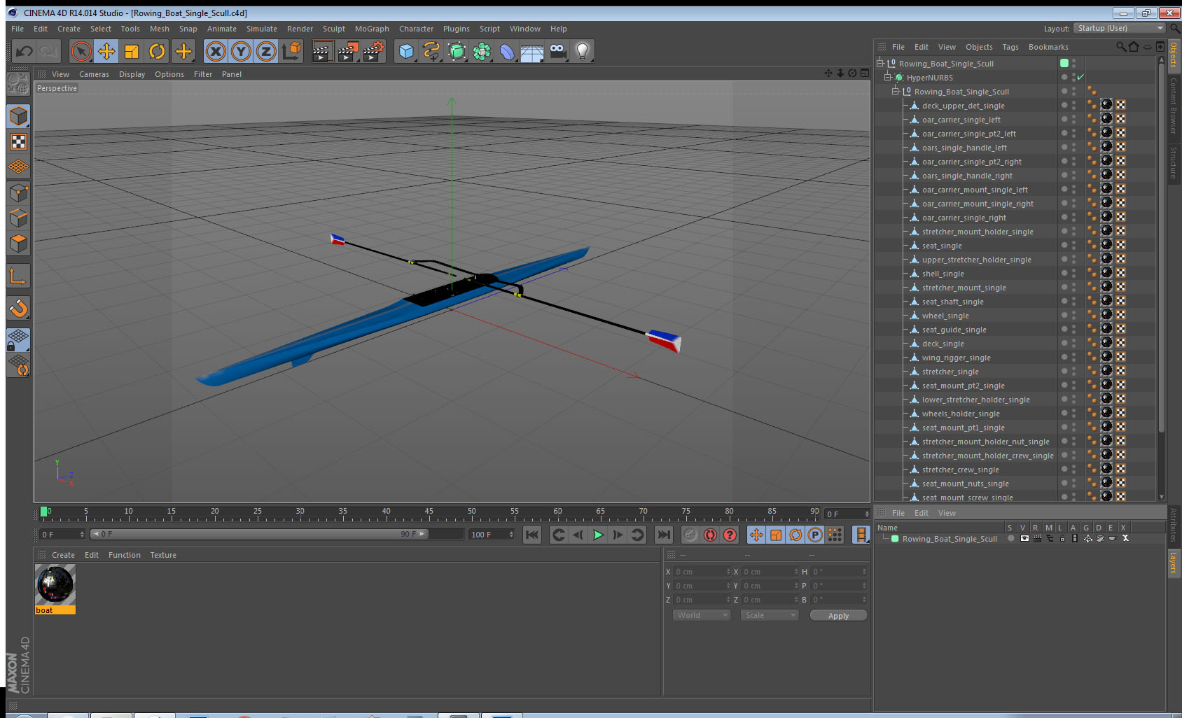 Rowing Boat Single Scull 3D model