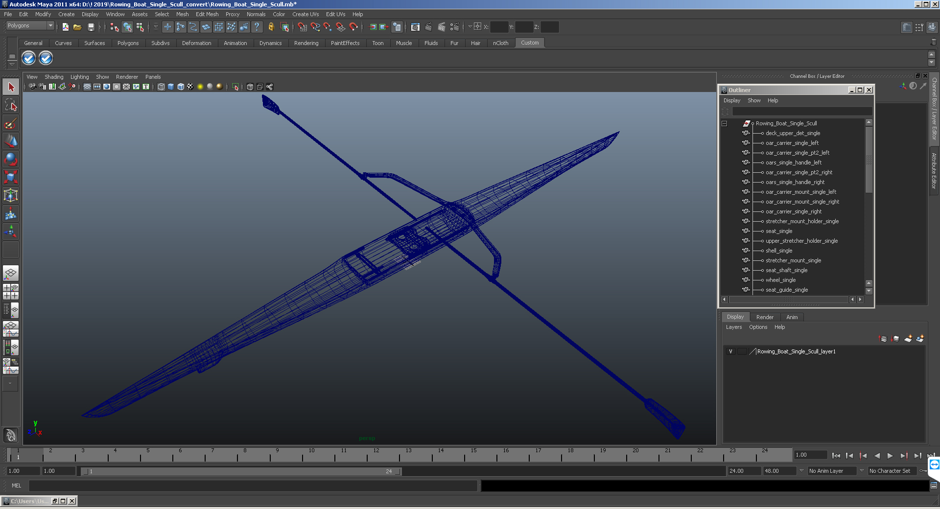 Rowing Boat Single Scull 3D model