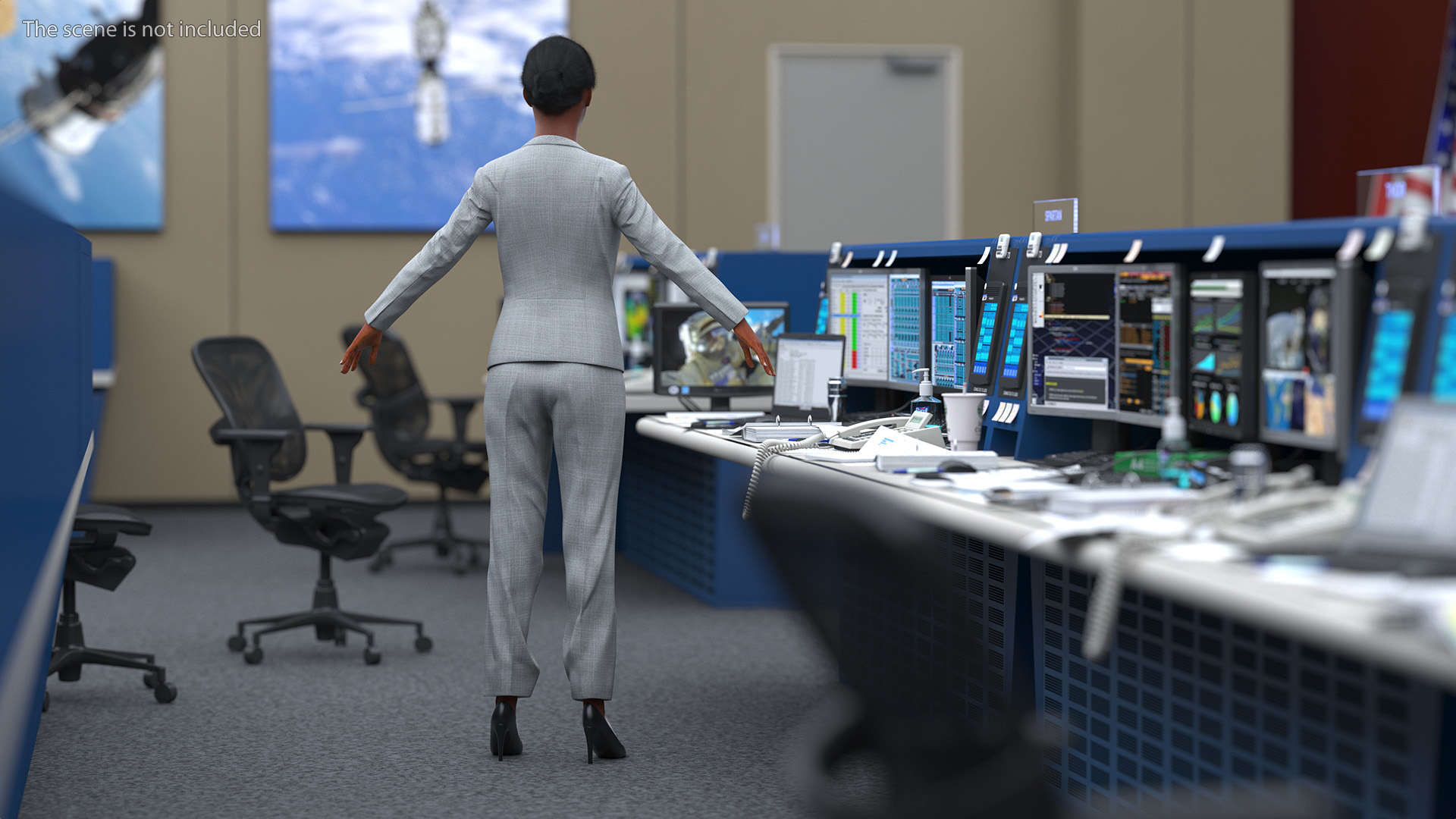 Black Business Woman Fur 3D model