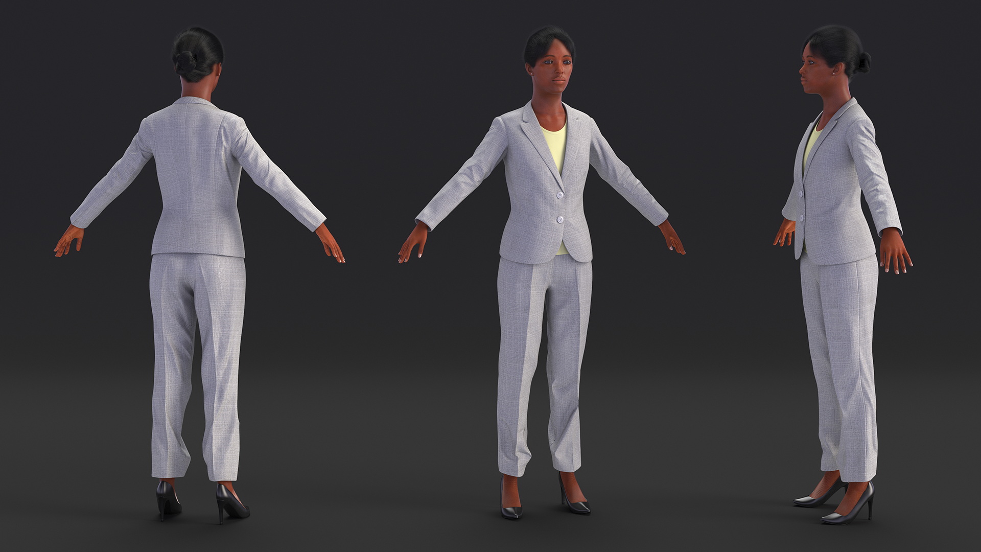 Black Business Woman Fur 3D model