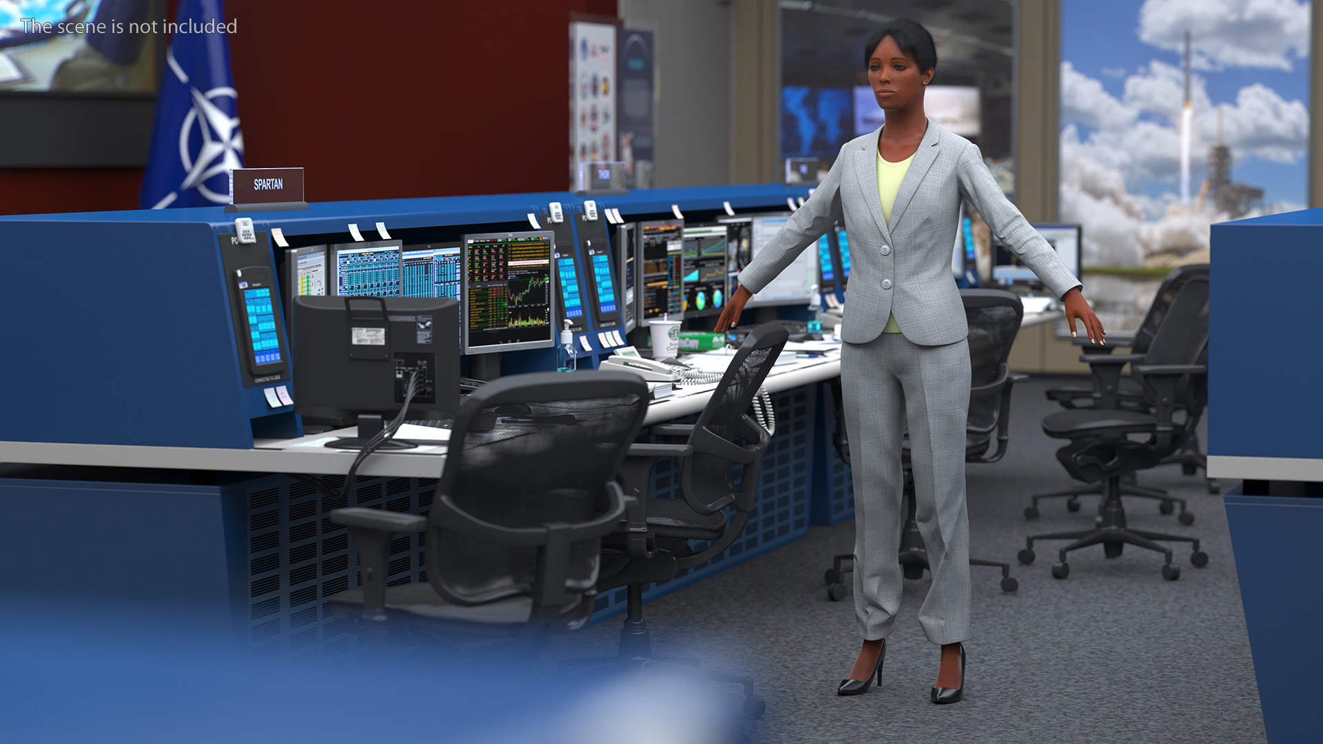 Black Business Woman Fur 3D model