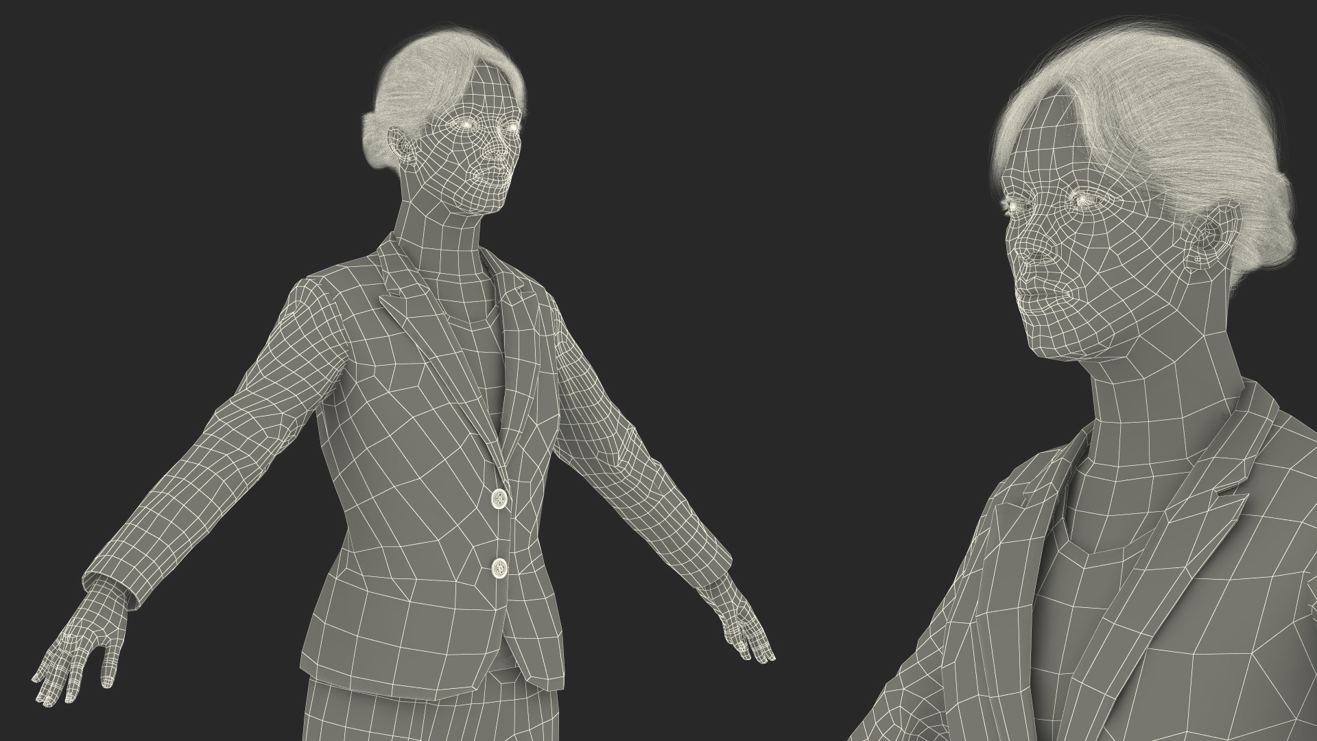 Black Business Woman Fur 3D model