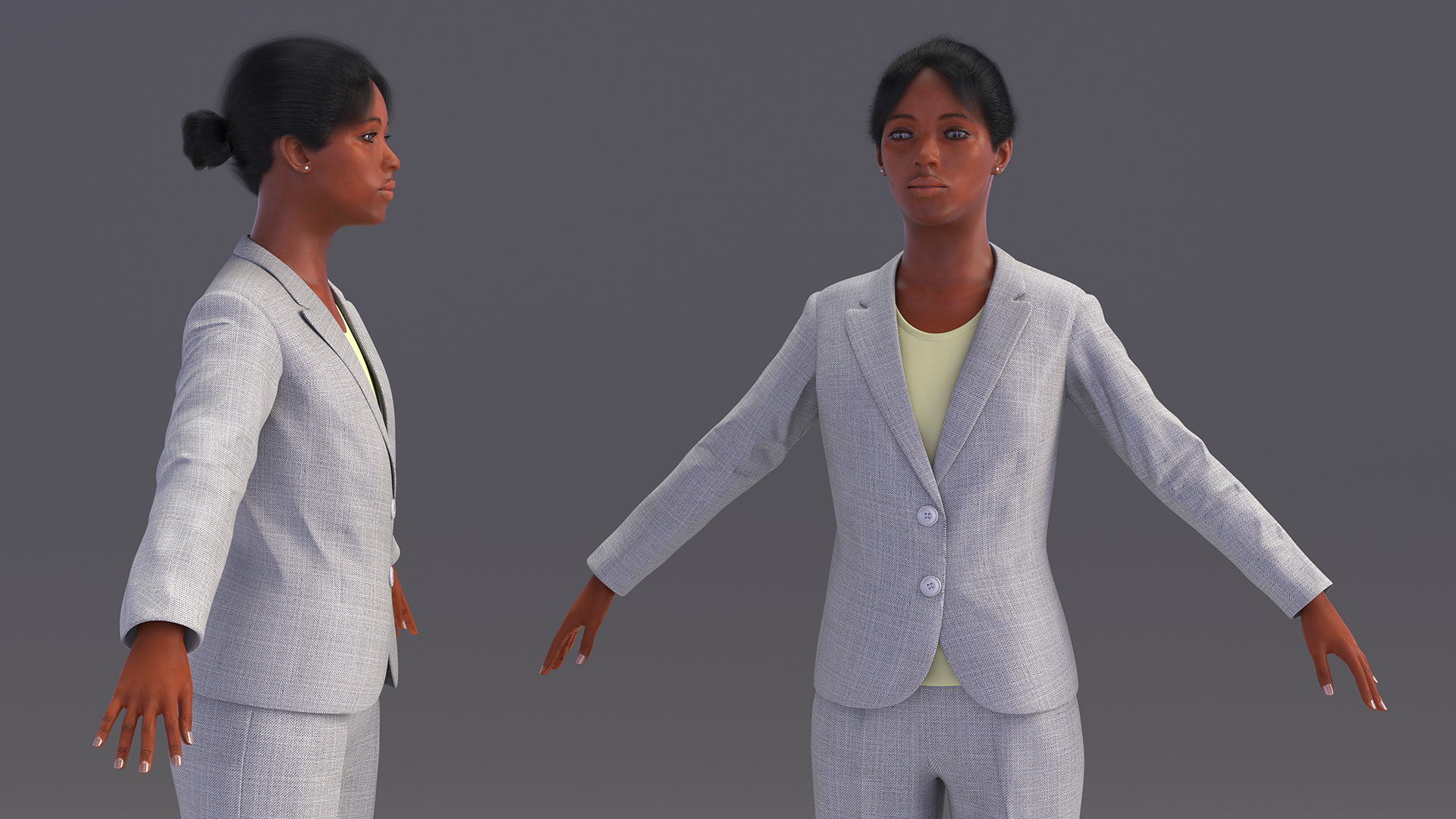Black Business Woman Fur 3D model