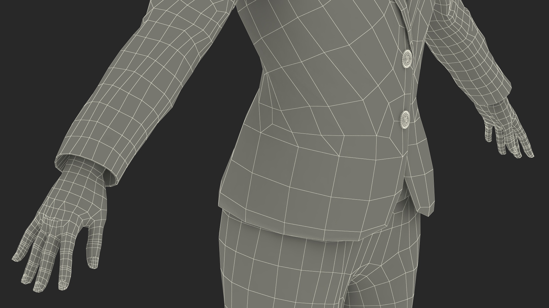 Black Business Woman Fur 3D model