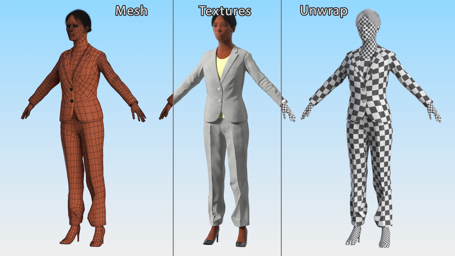 Black Business Woman Fur 3D model