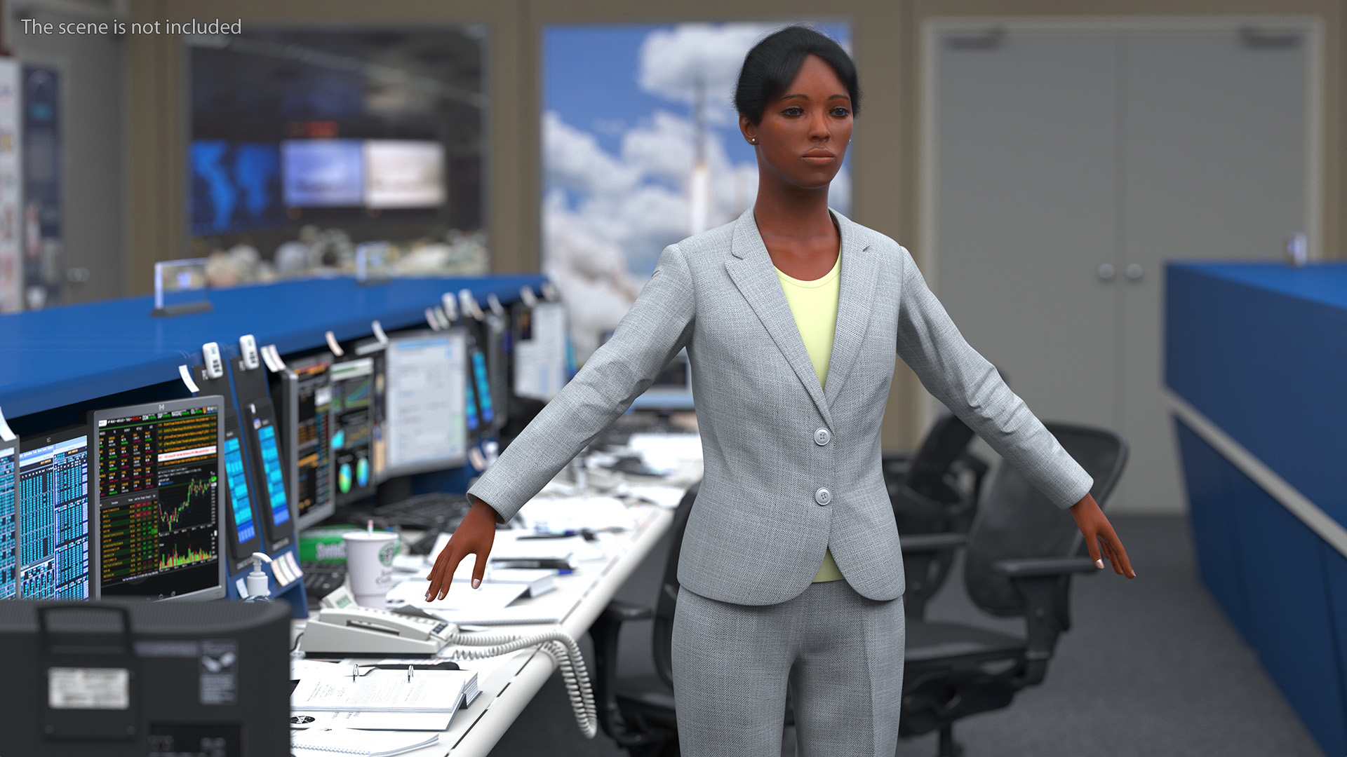 Black Business Woman Fur 3D model
