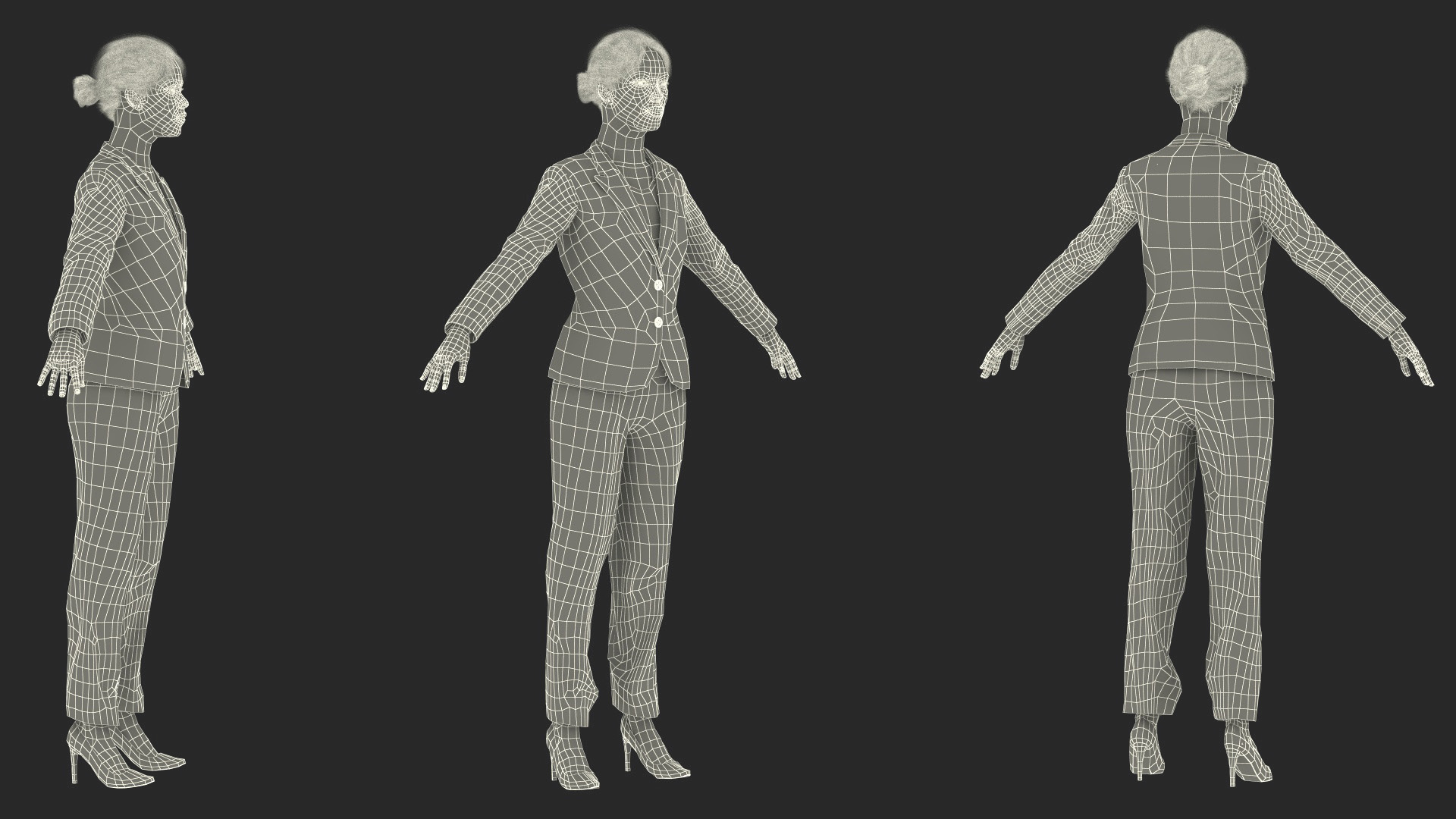 Black Business Woman Fur 3D model