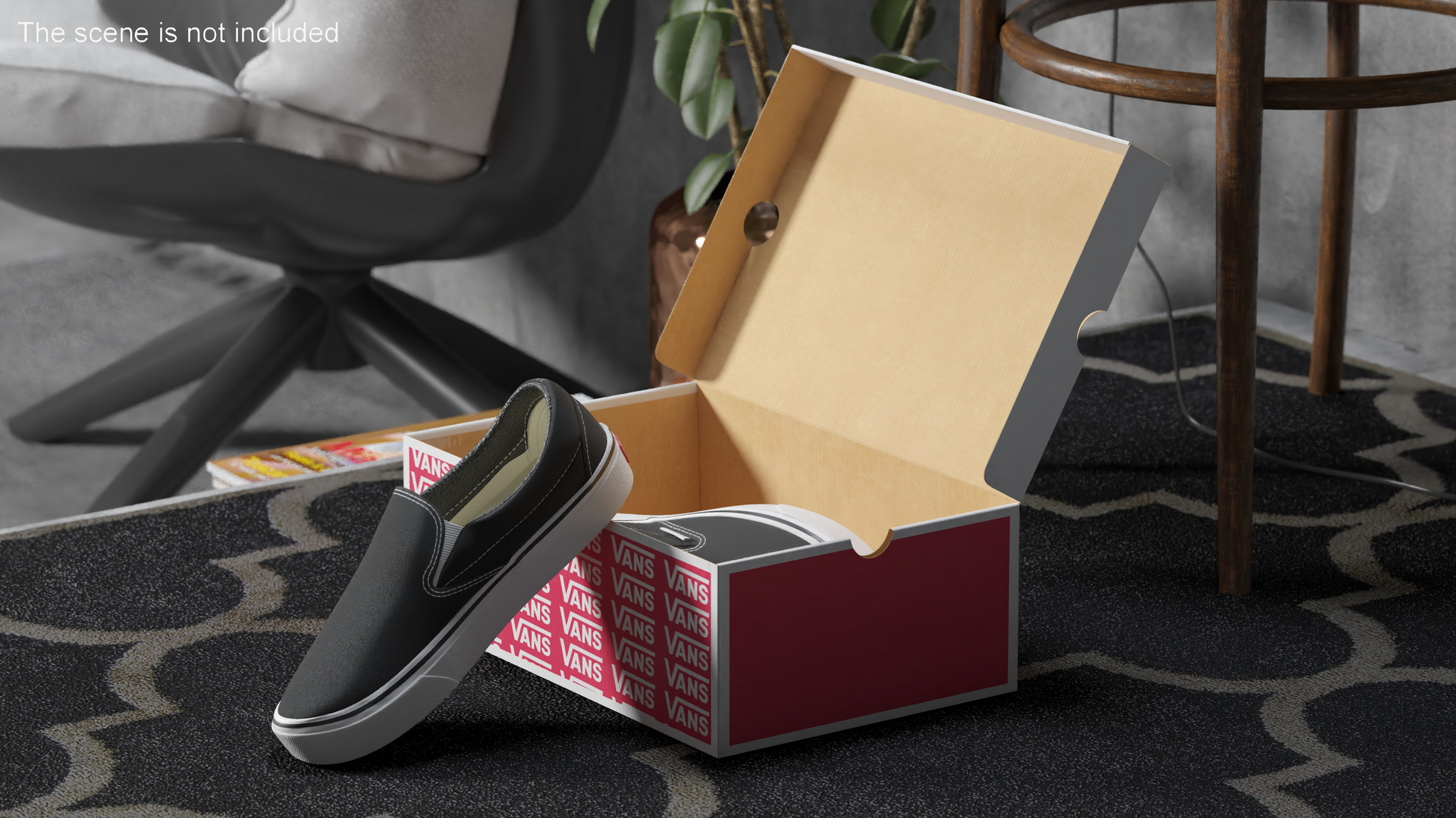 Classic Slip-On Vans in Box 3D