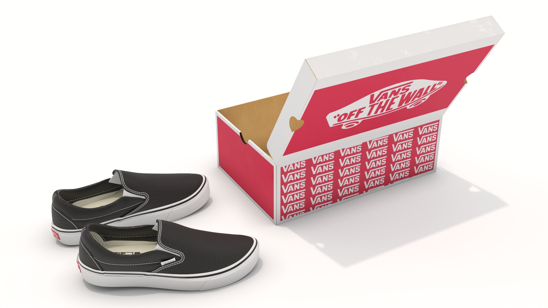 Classic Slip-On Vans in Box 3D