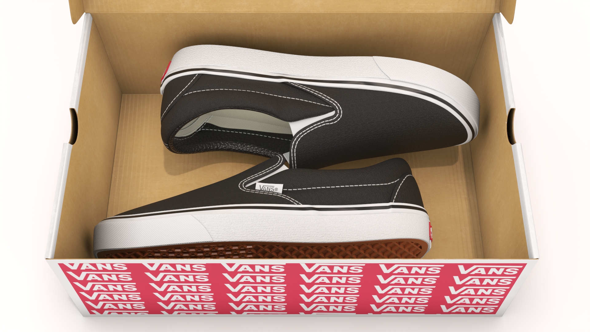 Classic Slip-On Vans in Box 3D