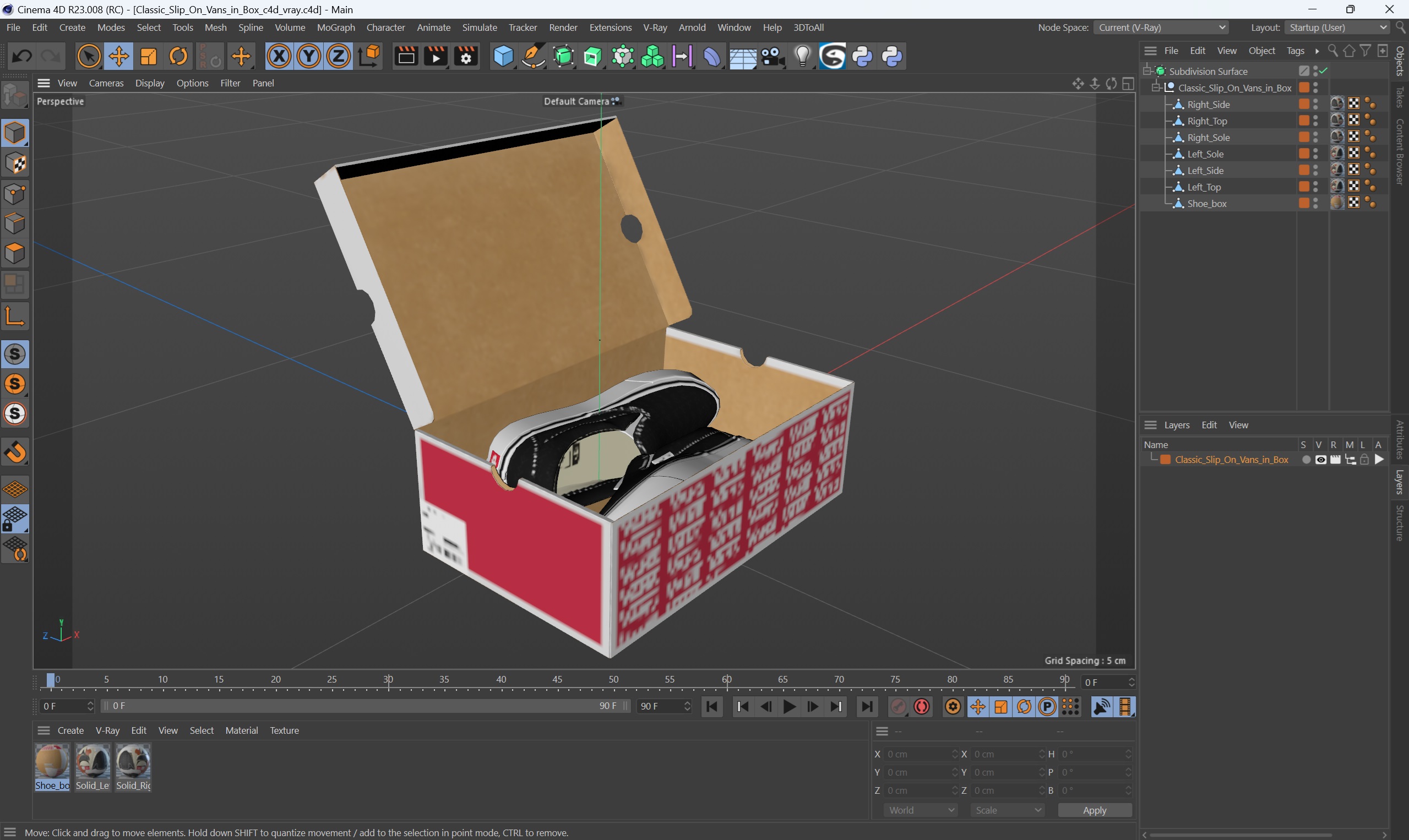 Classic Slip-On Vans in Box 3D