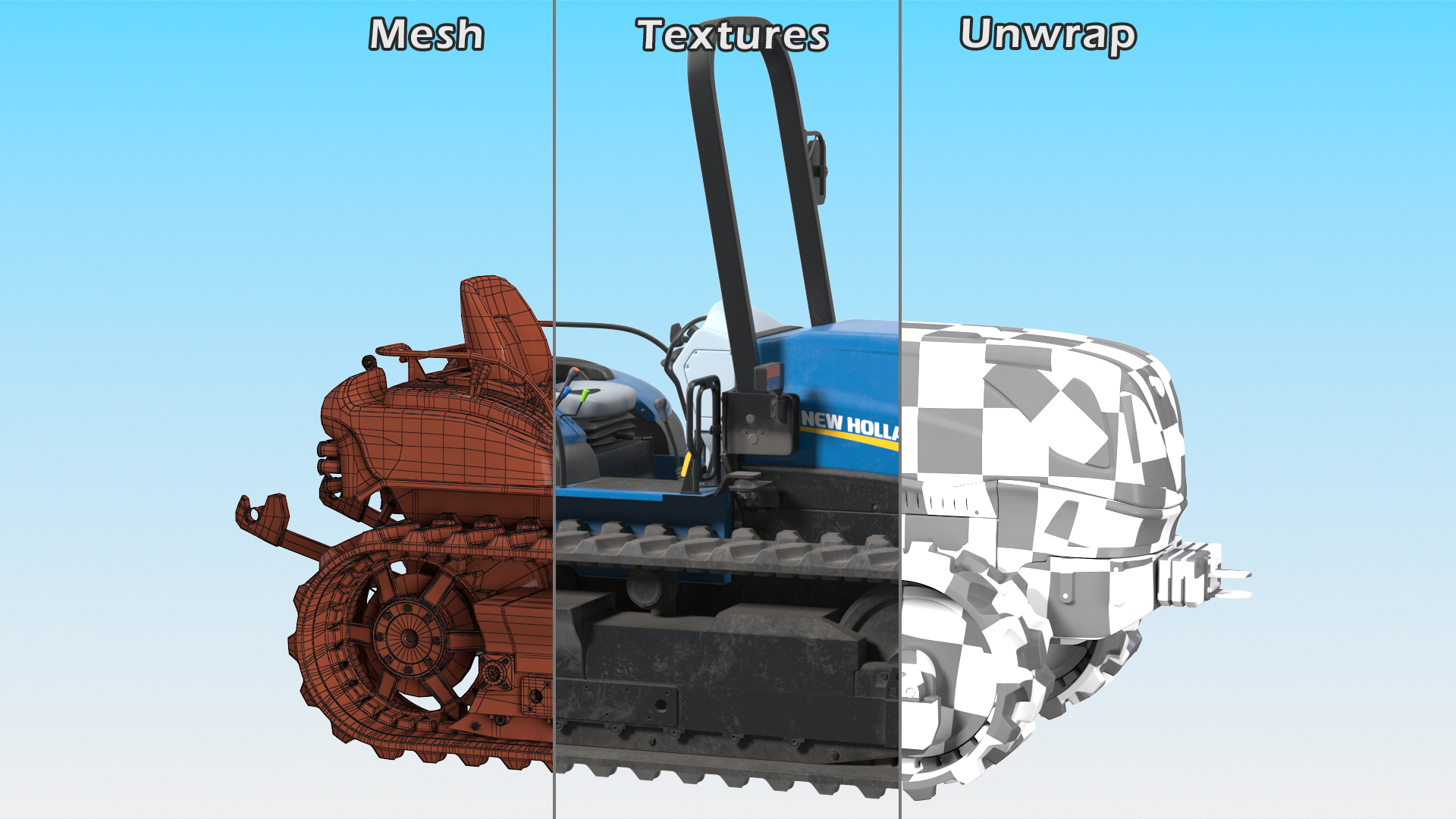 New Holland TK4 Tracked Tractor Dirty 3D