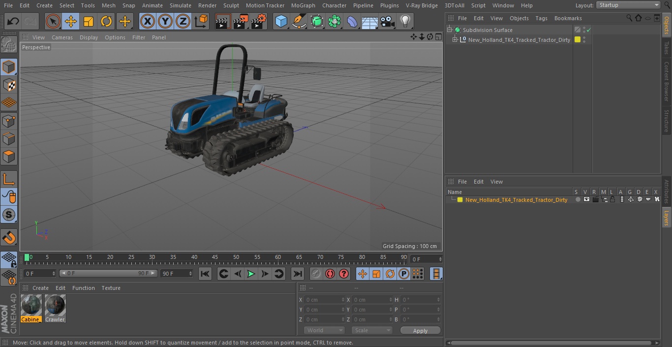 New Holland TK4 Tracked Tractor Dirty 3D
