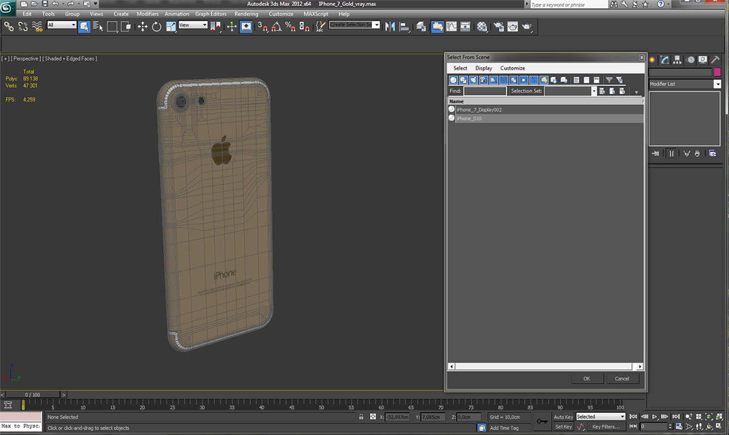 3D IPhone 7 Gold model