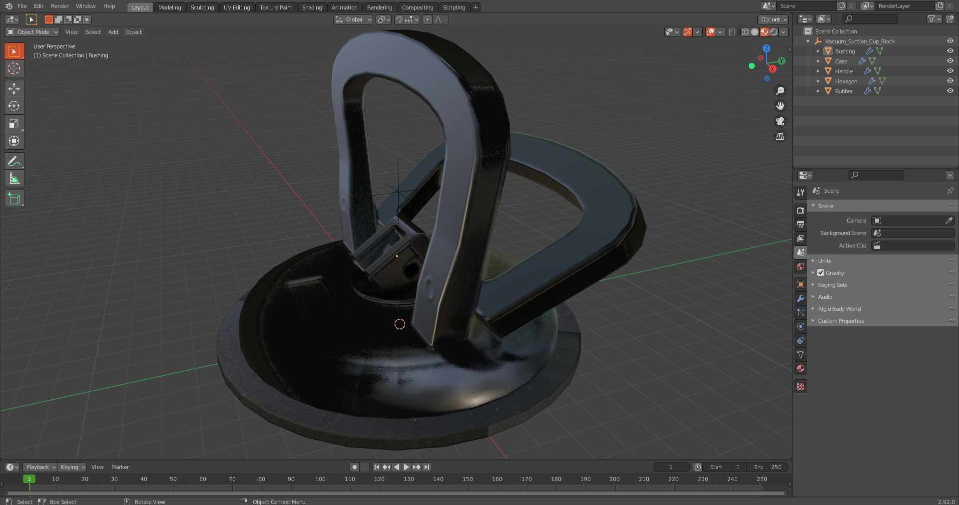 Vacuum Suction Cup Black 3D model