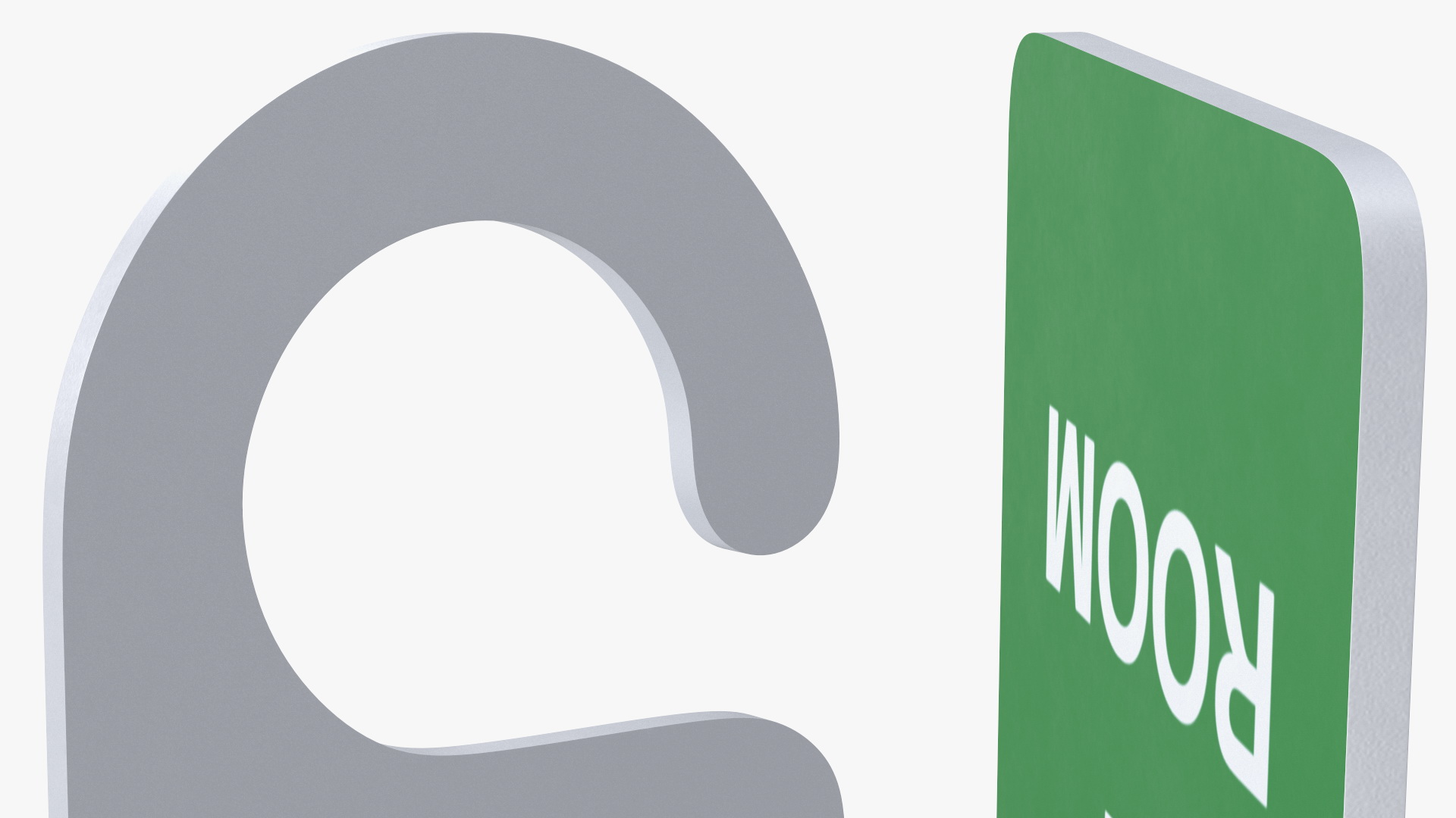 3D Door Hanger Tag Clean My Room White Green