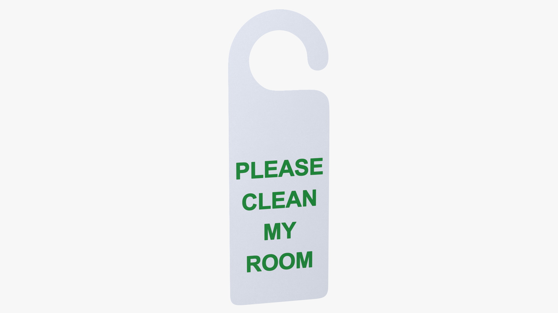 3D Door Hanger Tag Clean My Room White Green
