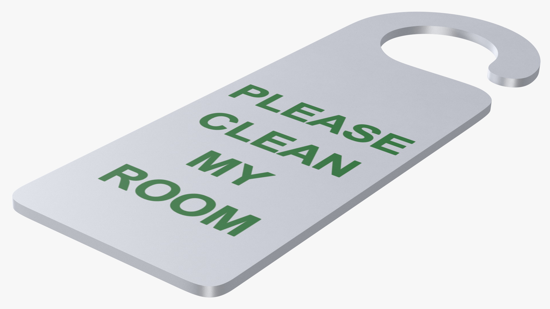 3D Door Hanger Tag Clean My Room White Green