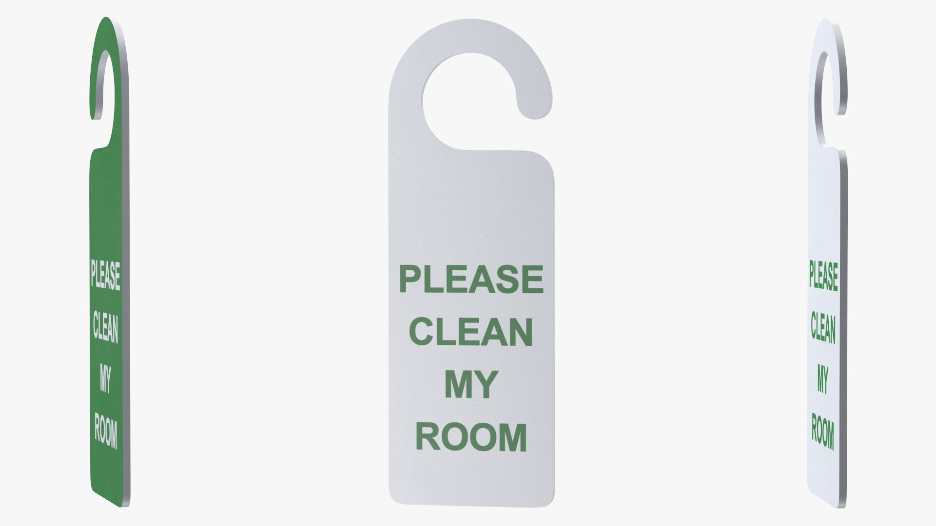 3D Door Hanger Tag Clean My Room White Green