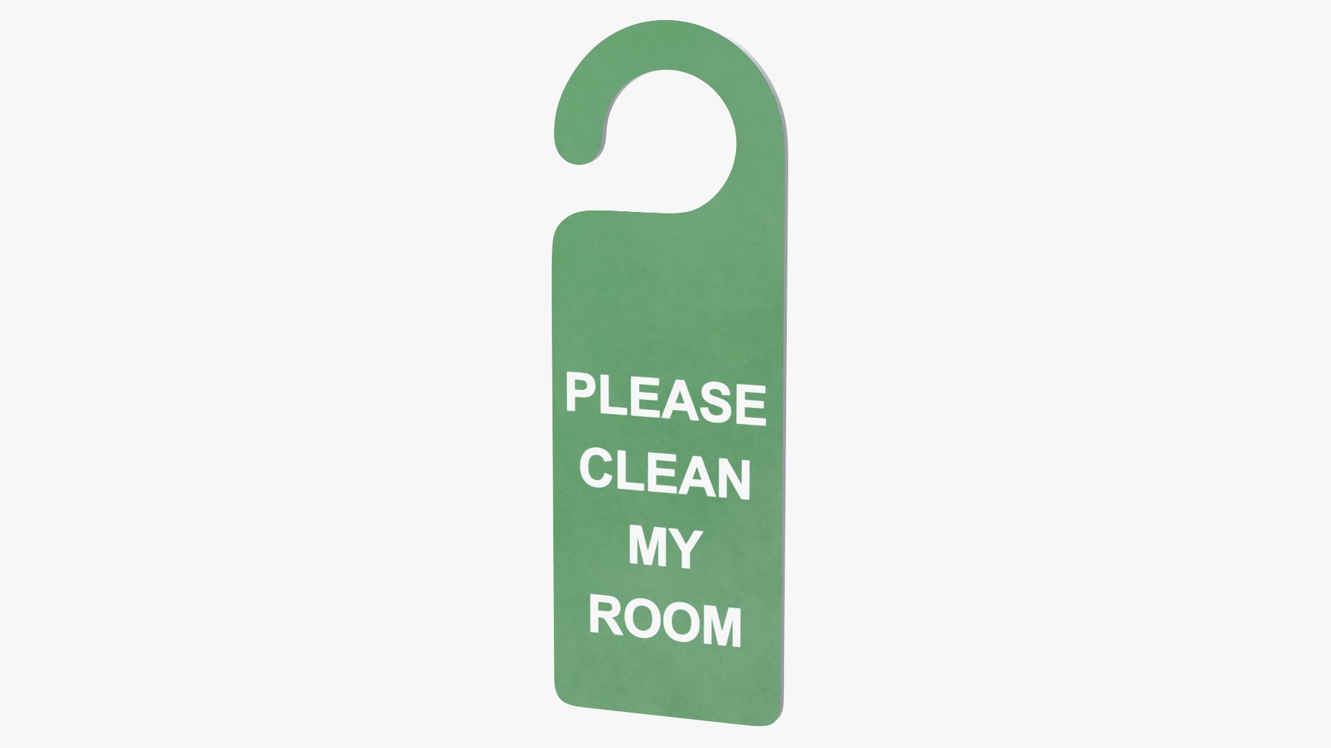 3D Door Hanger Tag Clean My Room White Green