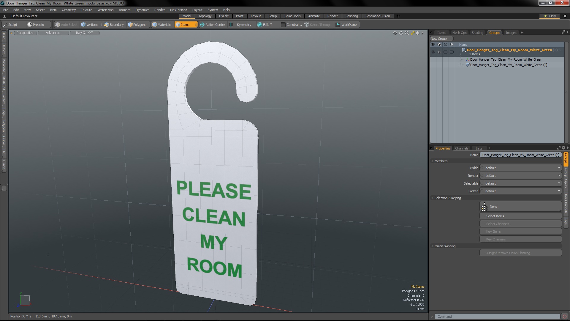 3D Door Hanger Tag Clean My Room White Green