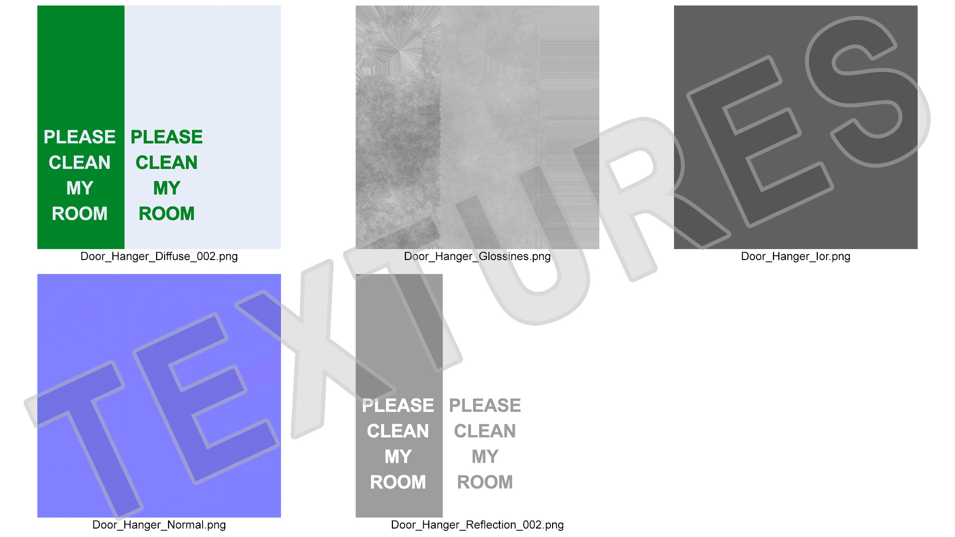 3D Door Hanger Tag Clean My Room White Green
