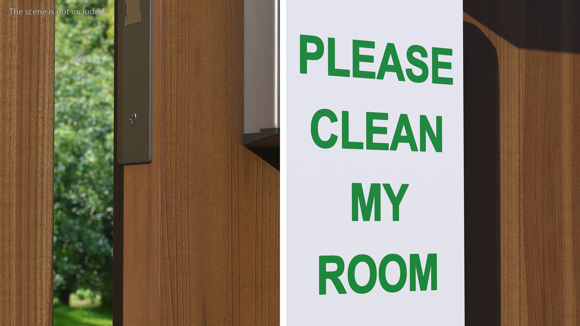 3D Door Hanger Tag Clean My Room White Green