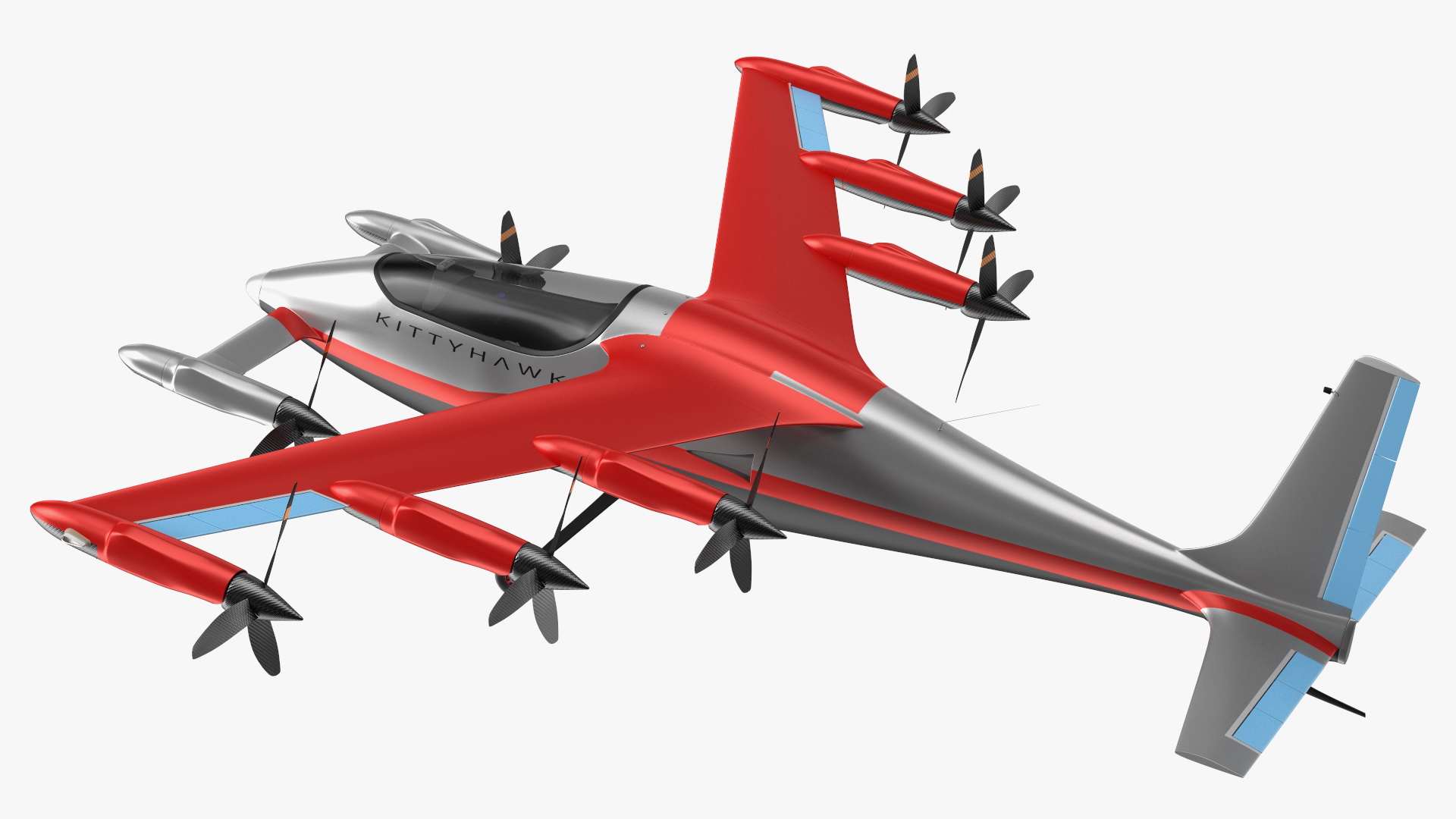 Kittyhawk Self Flying Taxi Red Rigged 3D
