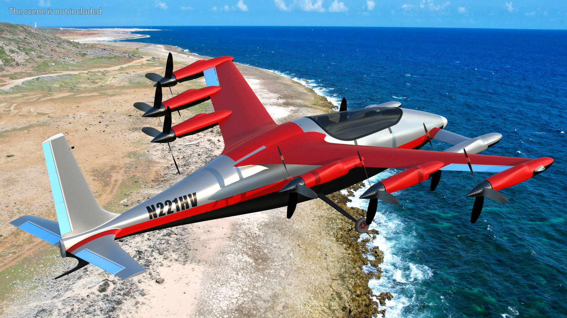 Kittyhawk Self Flying Taxi Red Rigged 3D