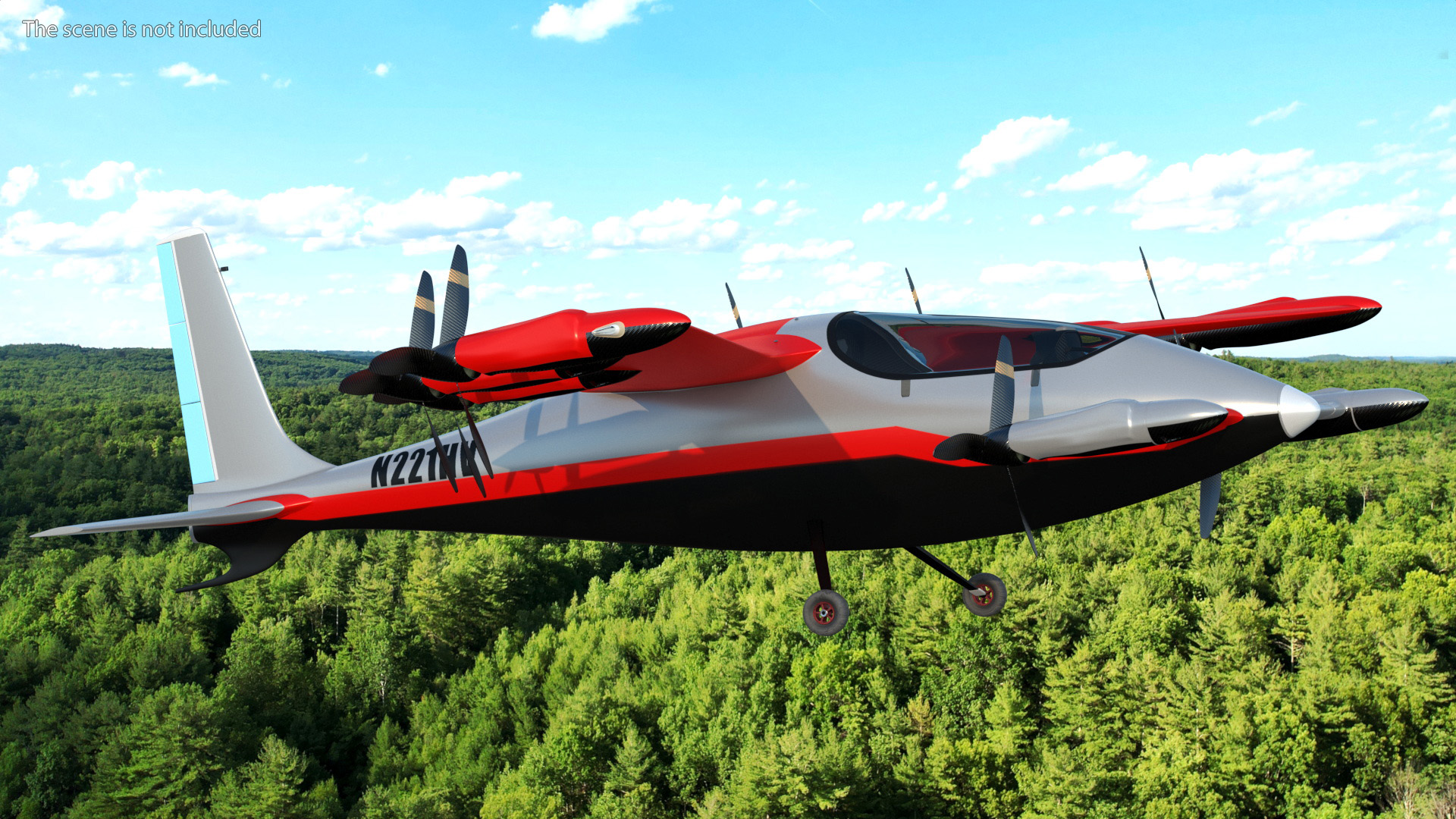 Kittyhawk Self Flying Taxi Red Rigged 3D