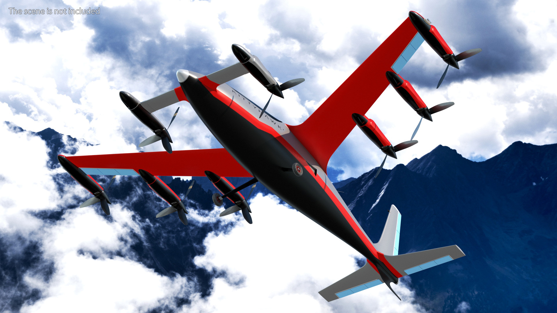 Kittyhawk Self Flying Taxi Red Rigged 3D
