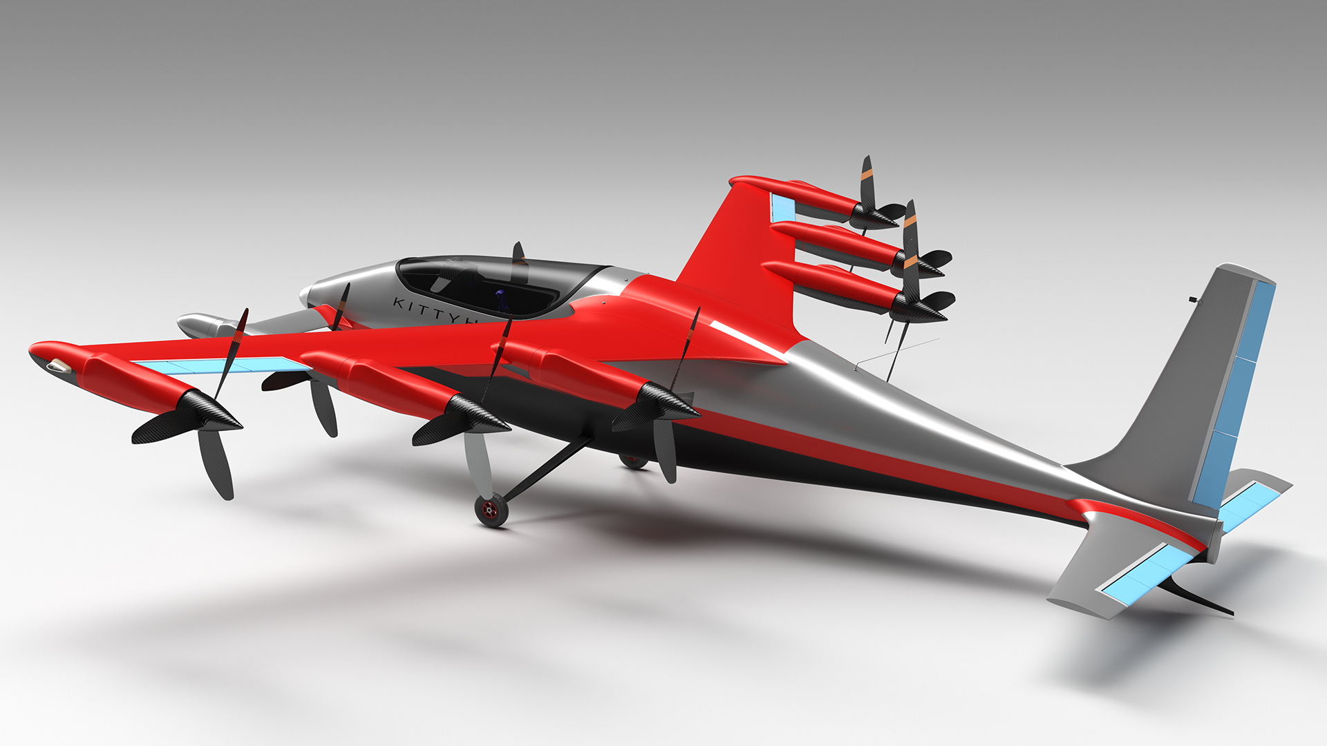 Kittyhawk Self Flying Taxi Red Rigged 3D
