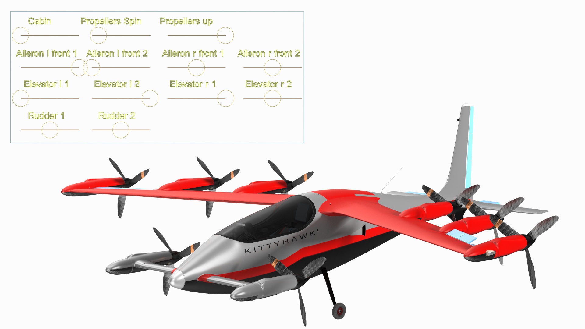 Kittyhawk Self Flying Taxi Red Rigged 3D