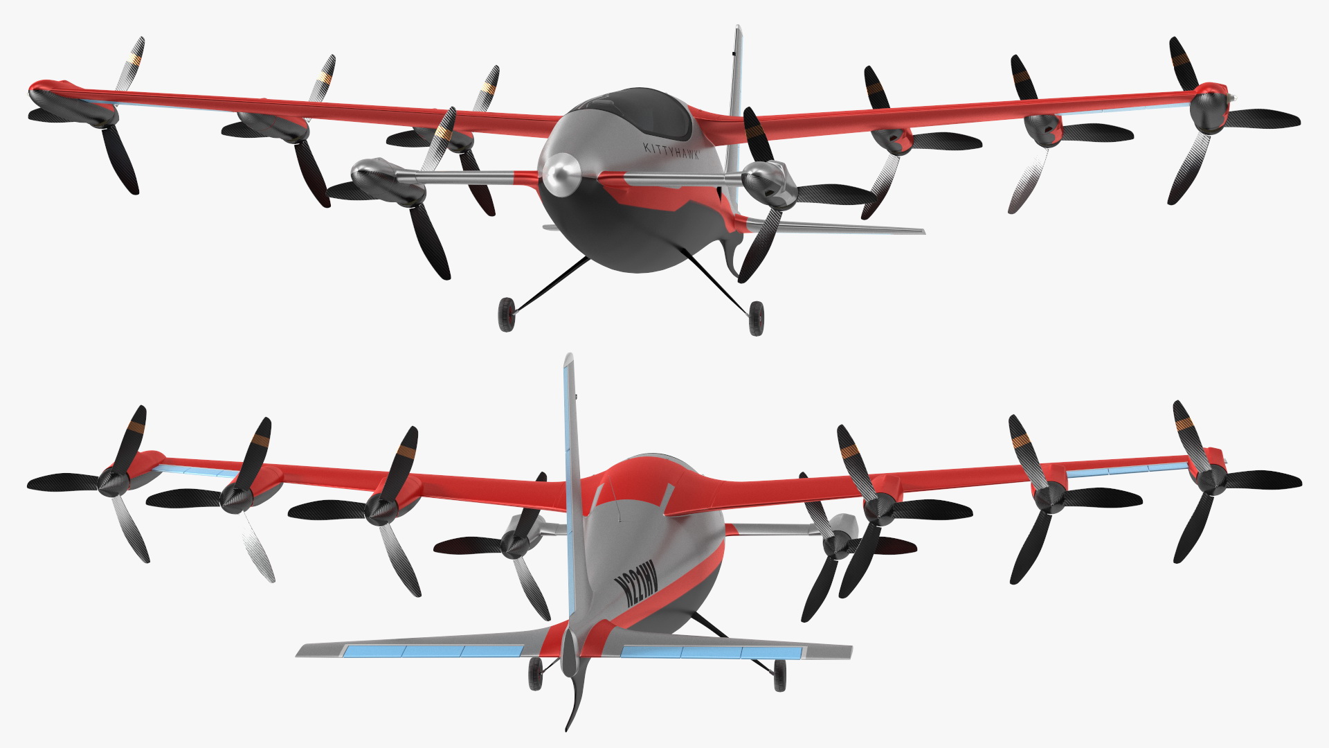 Kittyhawk Self Flying Taxi Red Rigged 3D