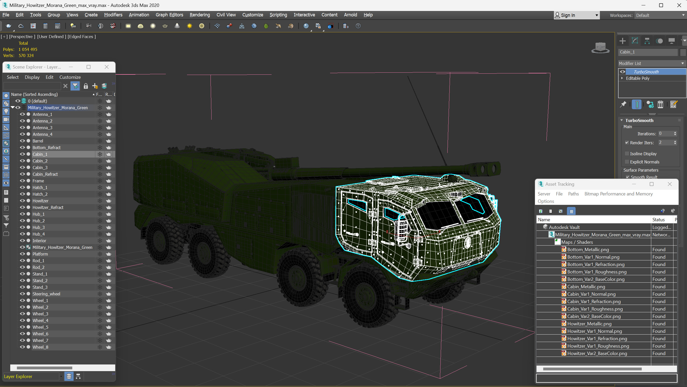 3D model Military Howitzer Morana Green