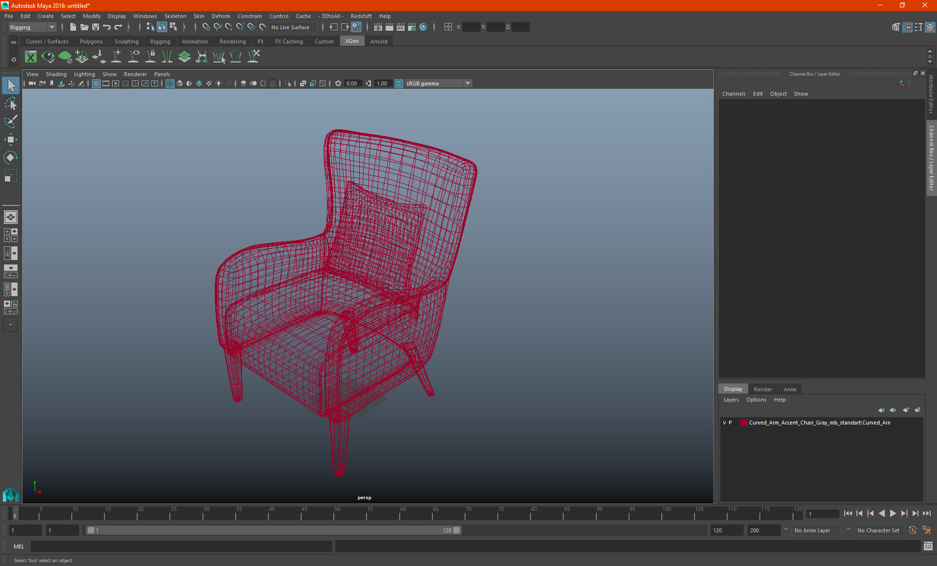 3D Curved Arm Accent Chair Gray model