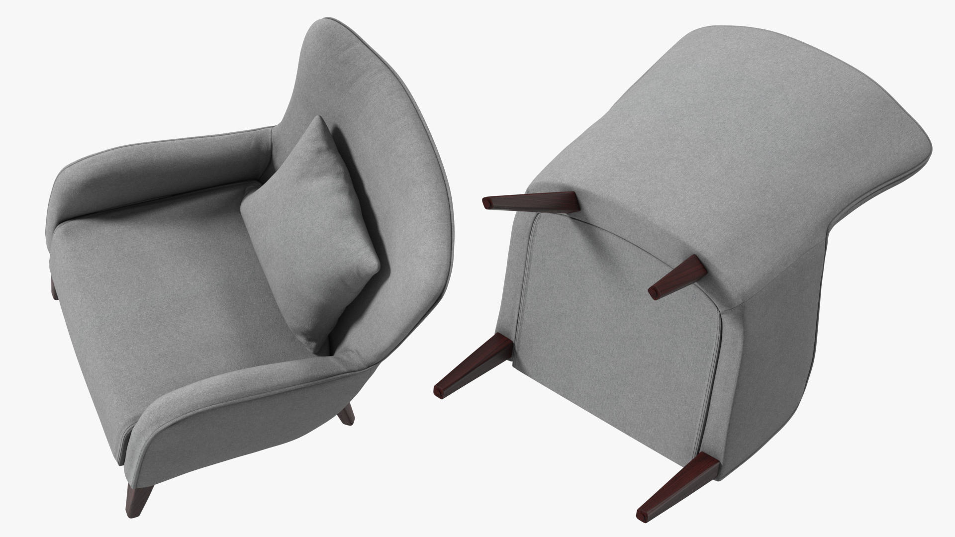 3D Curved Arm Accent Chair Gray model