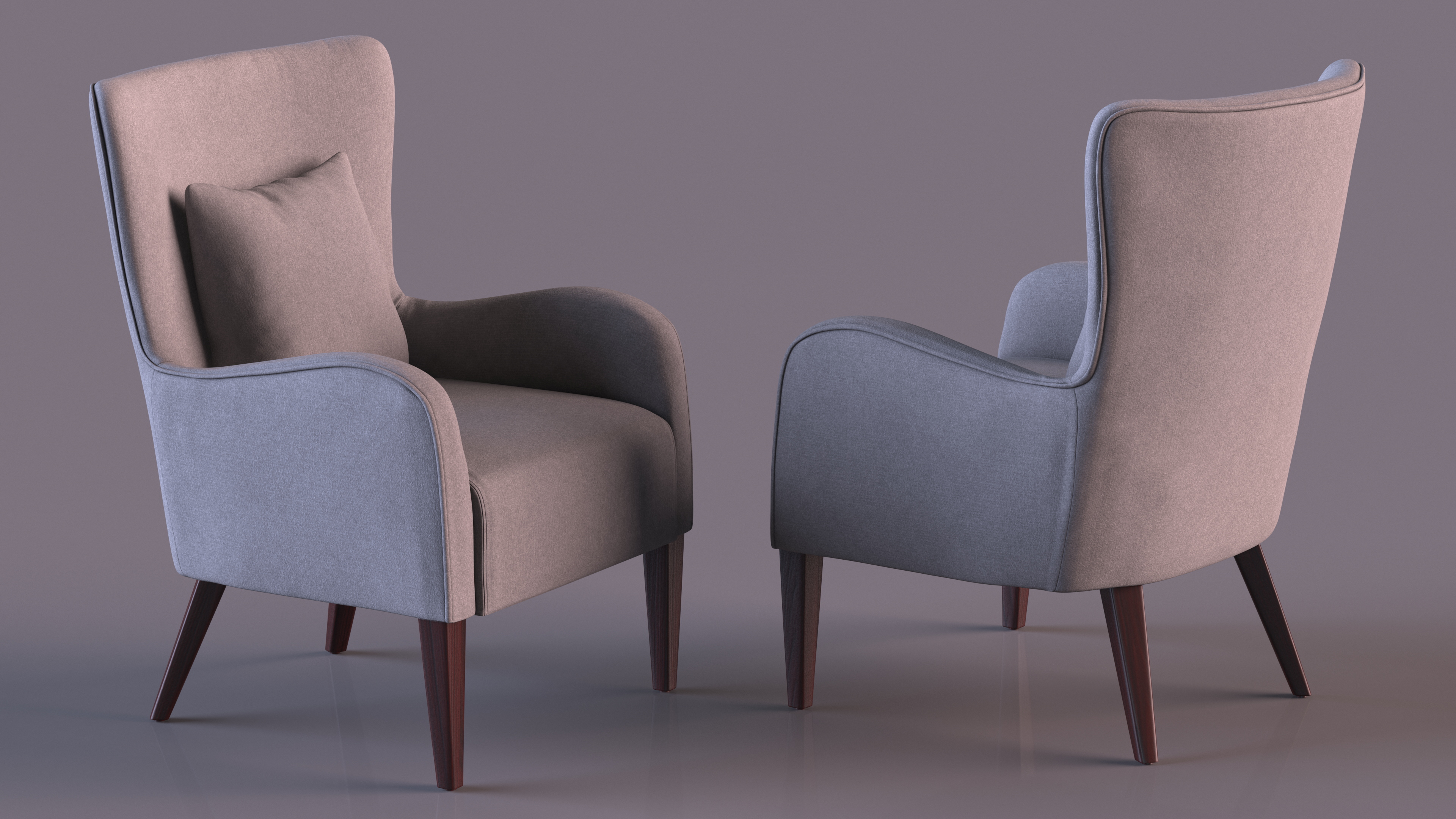 3D Curved Arm Accent Chair Gray model