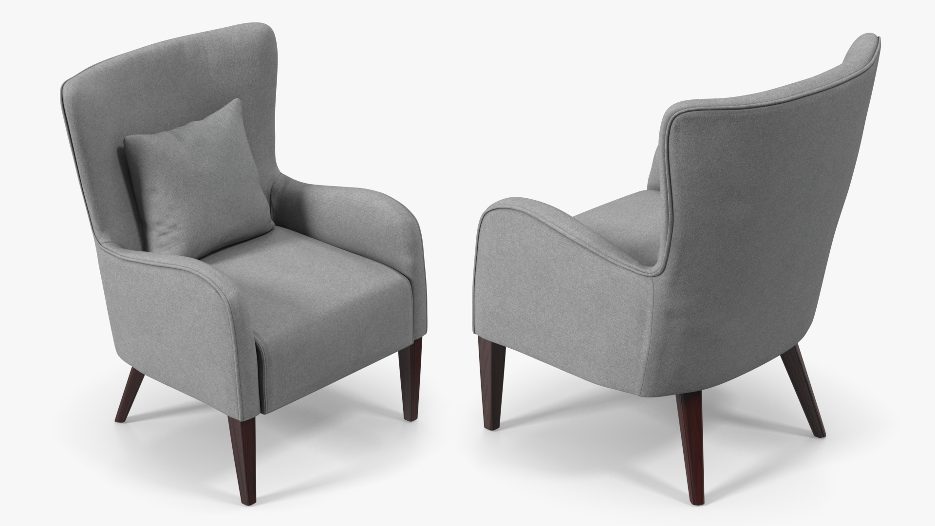 3D Curved Arm Accent Chair Gray model